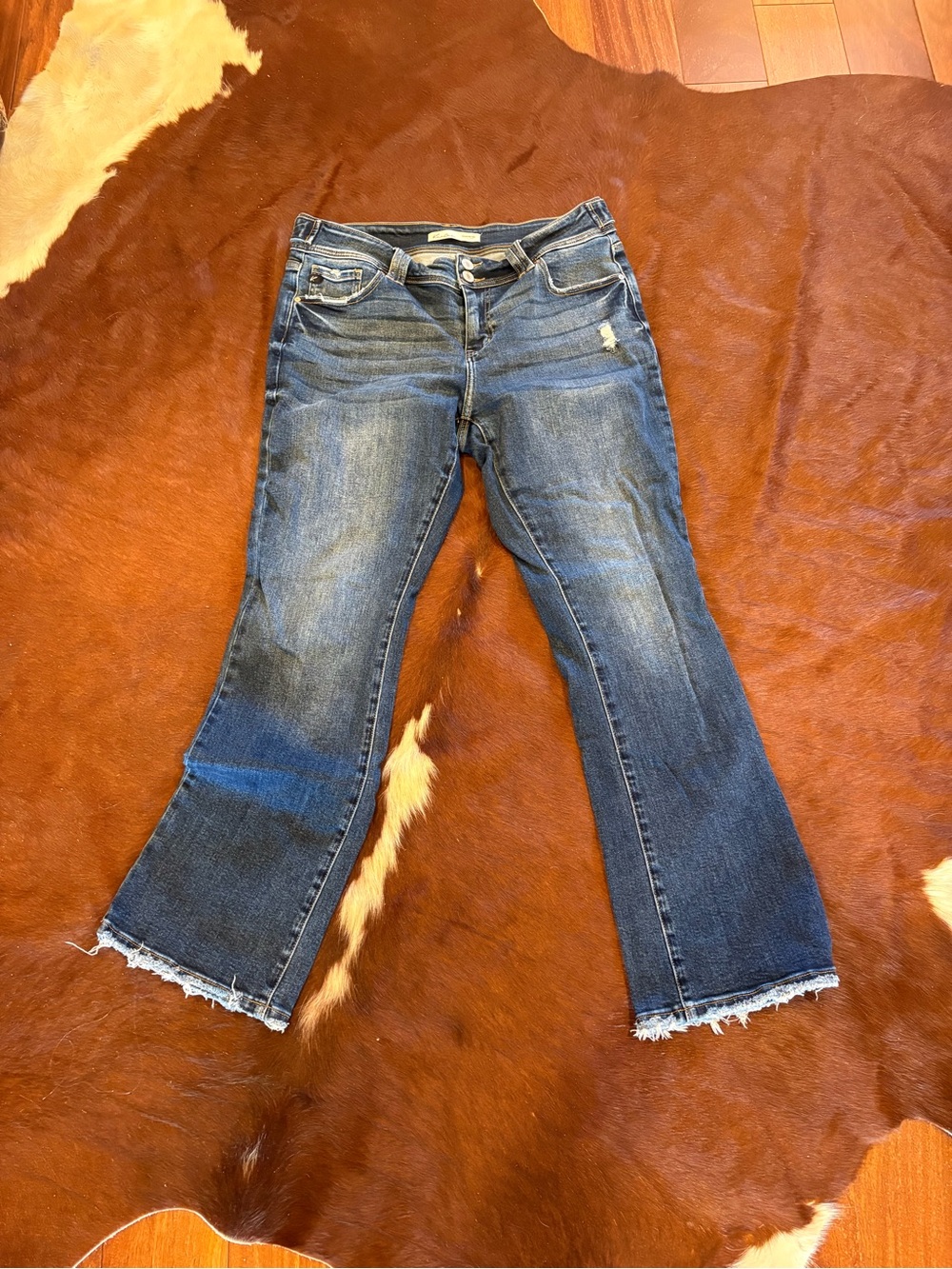 KanCan Dark Blue Distressed Flare Jeans